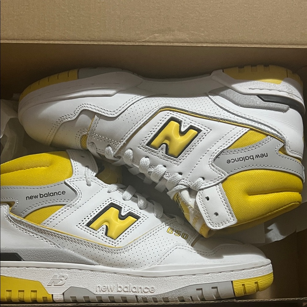 New Balance 650 White and Yellow High-Tops